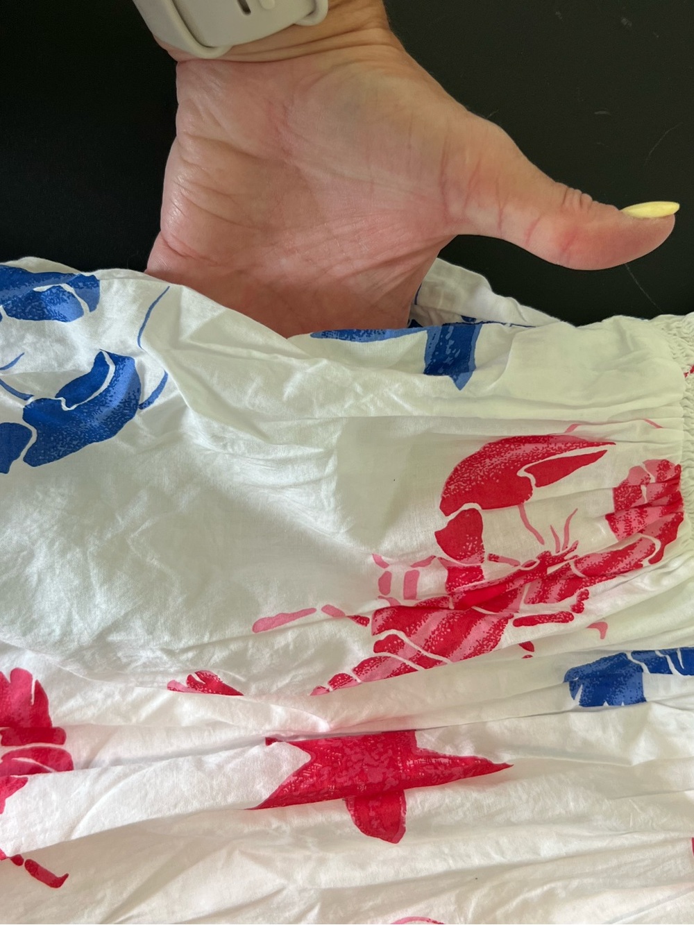 J. Crew White Midi Dress with Red & Blue Lobster and Star Print Cotton - Picture 10 of 10
